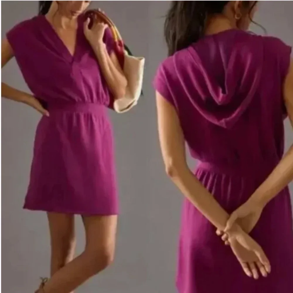 Anthropologie Daily Practice Komi Hooded Mini Lounge Dress - Picture 2 of 8